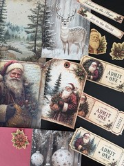 Vintage Christmas Junk Journal Kit Ephemera Bundle Santa Tags Tickets 100+ Pc