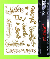 Family Member Words PSX Design Sticker Sheet Daughter Brother Sister Dad Mom