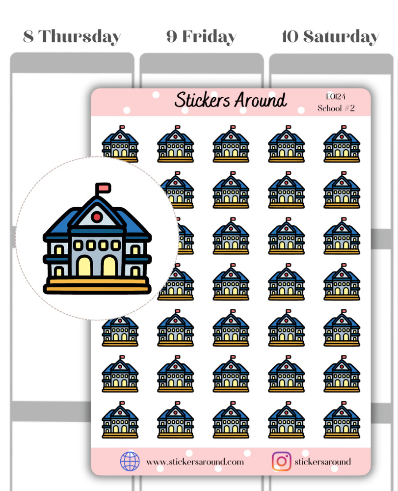 School Building Icon Planner Sticker #2, Back to School Sticker Calendar Sticker