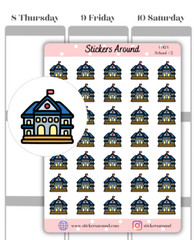 School Building Icon Planner Sticker #2, Back to School Sticker Calendar Sticker