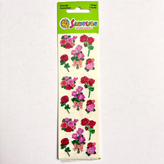 Sandylion Prismatic Rose Stickers Red Pink Roses Bouquet 1 Sheet Sealed Vintage