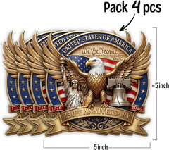 USA 250Th Anniversary Stickers 4 Pcs, American 250 1776-2026 Patriotic