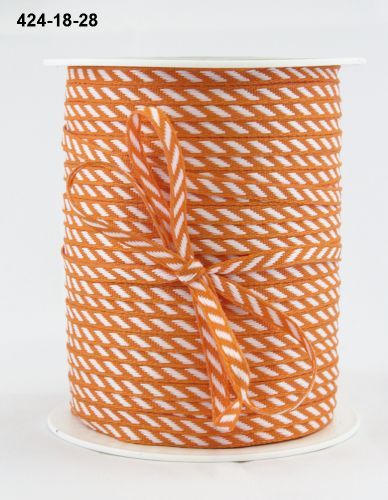 MAY ARTS RIBBONS~SOLID DIAGONAL STRIPE~ORANGE & WHITE~1/8TH INCH WIDE X 3 YARDS!