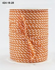MAY ARTS RIBBONS~SOLID DIAGONAL STRIPE~ORANGE & WHITE~1/8TH INCH WIDE X 3 YARDS!