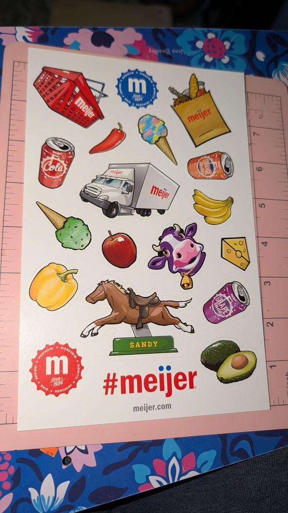 Meijer Stickers Grocery Store Food Horse Truck Basket Sticker Sheet