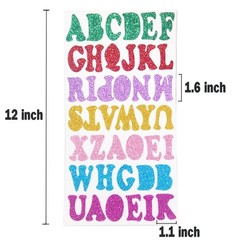 5 Sheets 210PCS Colorful Glittery Foam Self Adhesive Letters
