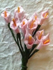 10 Lilies lily Calla Pink Handmade Mulberry Paper Flowers Wedding Easter shower
