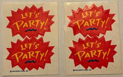 Vintage Hallmark Stickers Lot of 2 Let’s Party Stickers Sheets 1″ x 1-1/2″