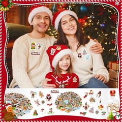 JULBEAR Christmas Foam Sticker, 300Pcs Winter Bulk Colorful Printing Self-Adhesi