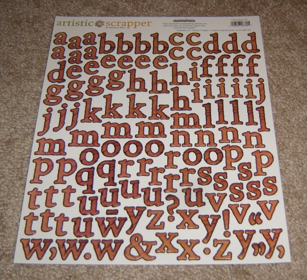 Creative Imaginations Artistic Scrapper Lower Case Wood Look Alphabet Sticker