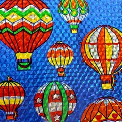 Vintage 80s Prismatic Stickers Razzle Dazzle Hot Air Balloons Hallmark 1 Sheet