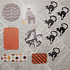 50 Halloween Die Cuts Cats Crows Witches Junk Journal Scrapbook Cardmaking