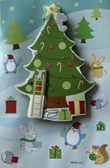 LIGHTED CHRISTMAS TREES SCENE Stickers (17pc)AGC•Penguin￼•Animal•Decorating•Star