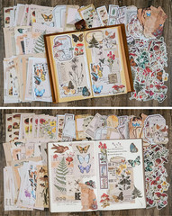 Vintage Scrapbook Supplies Pack (200 Pieces) for Junk Journal Bullet Journals Pl