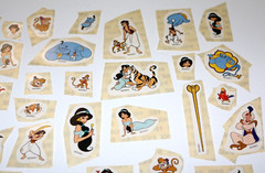 LOT OF 45 VINTAGE VERY RARE DISNEY WORLD CUT ALADDIN STICKERS NEW & UNUSED!