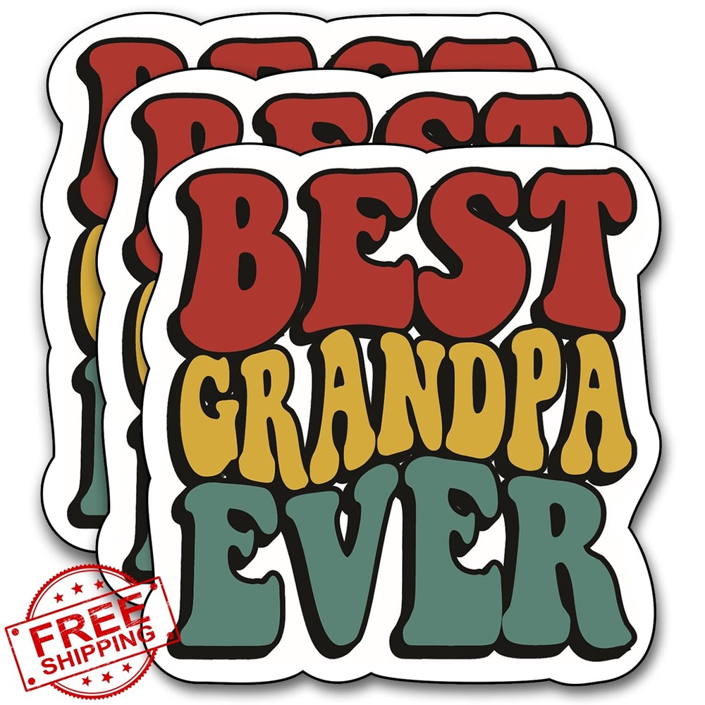 CATRACOS 3Pcs Best Grandpa Ever Sticker