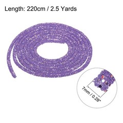 2.5 Yard 7mm Glitter Sequins Rope Sequins Rhinestone Cord Clear Purple