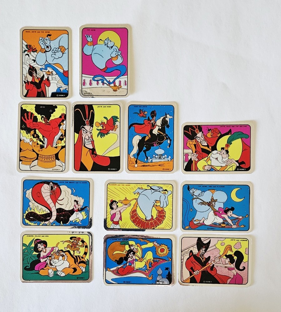 Vtg Disney’s Aladdin Stickers HTF Vending Shiny Complete Set LOT Jasmine Jafir