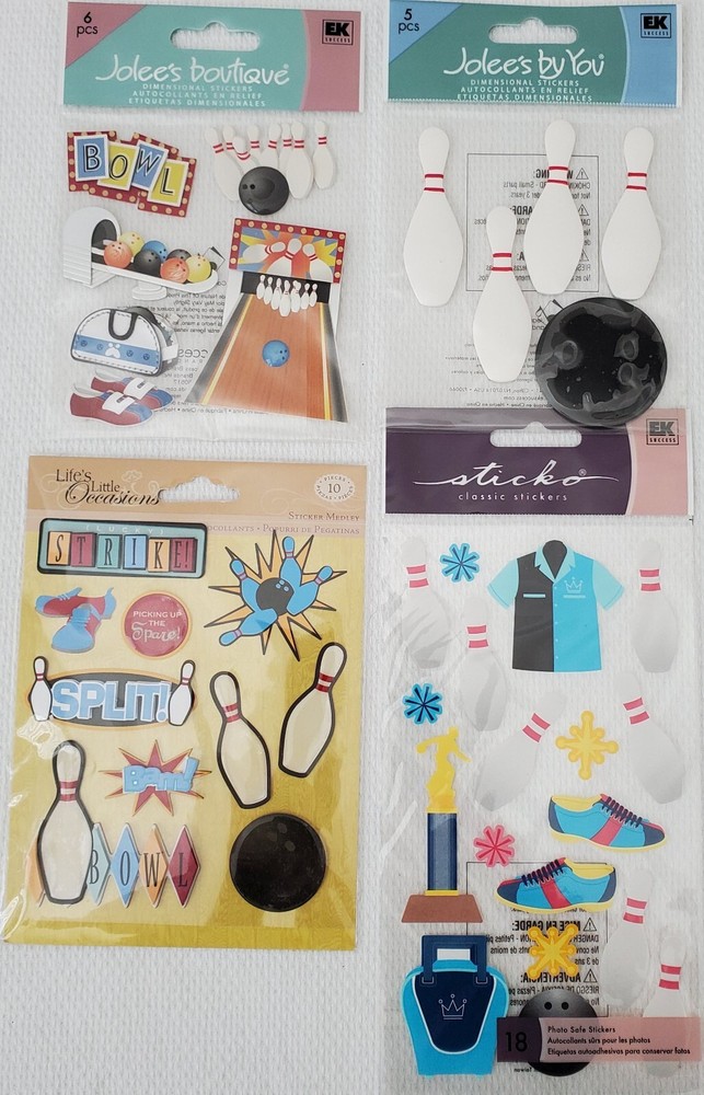 Jolee’s/Life’s Little Occasions/Sticko 2009 BOWLING Dimensional Stickers, 4 Pkgs