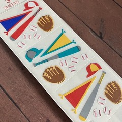 Mrs. Grossman’s Stickers Sealed 3 Strips Kids Baseball Team Colors Bat Glove