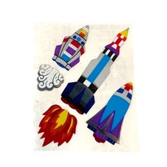 Vintage Sandylion Rocket Stickers Sheet Space Theme Holographic RARE