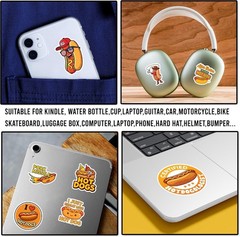 Creative 50 Pcs Hot Dog Stickers – Waterproof Cartoon Decals for Everyone