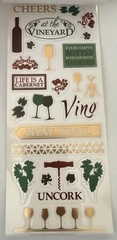 Paper House Clear Cut WINE & Friends themed sticker set~145 pcs. BNIP Nice!