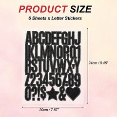276Pcs 1.6″ Glitter Letter Stickers, 6Sheets Number Stickers, Black