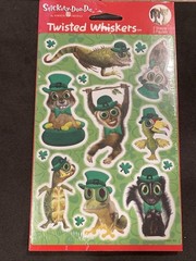 Vtg St Patrick’s Day Stickers Twisted Whiskers Monkey Turtle 5 Packs 10 Sheets