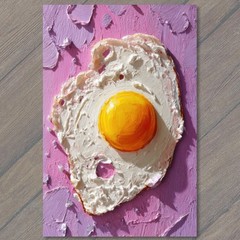 STICKER Fried Egg Impasto Texture Pink Purple Canvas Thick Paint Surreal