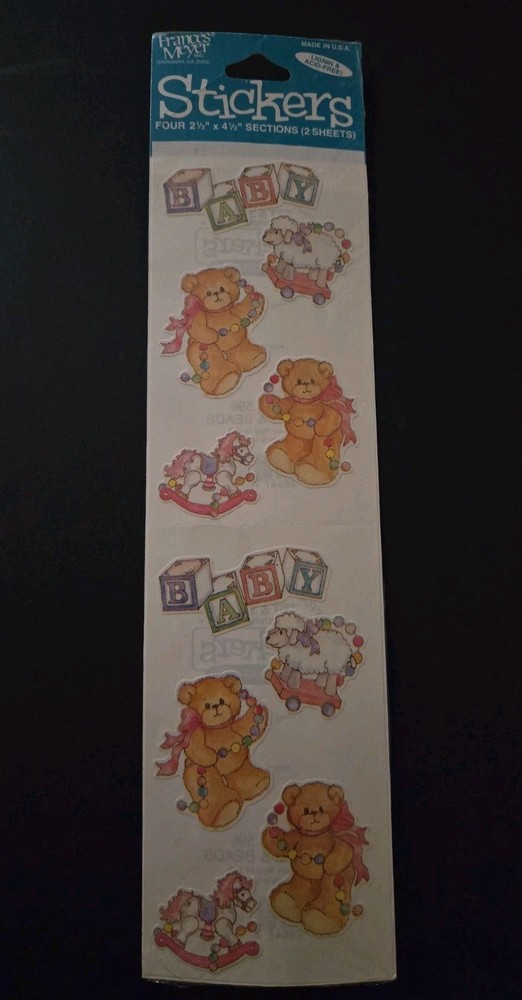 Vintage NOS FMI Frances Meyer Inc Stickers Bears & Beads BABY TST 596