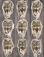 Snarling Wolf Die Cut Vinyl Stickers Scrapbooking Laptop Waterbottle