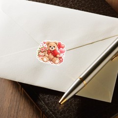Teddy Bear Valentine Stickers | Cute Teddy Bear stickers , Cozy Whimsy Art