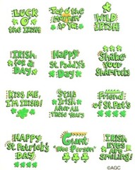Vintage American Greetings St. Patricks Days Sheet Stickers Irish Phrases Theme