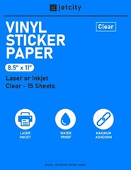 Clear Vinyl Sticker/Label Paper for Inkjet & Laser Printers – 15 Clear – 8.5×11