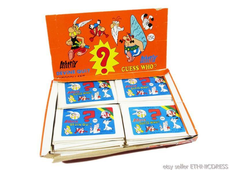 Vintage 1978 ASTERIX 3D Puff Stickers Rare Guess Who store display 36 packs