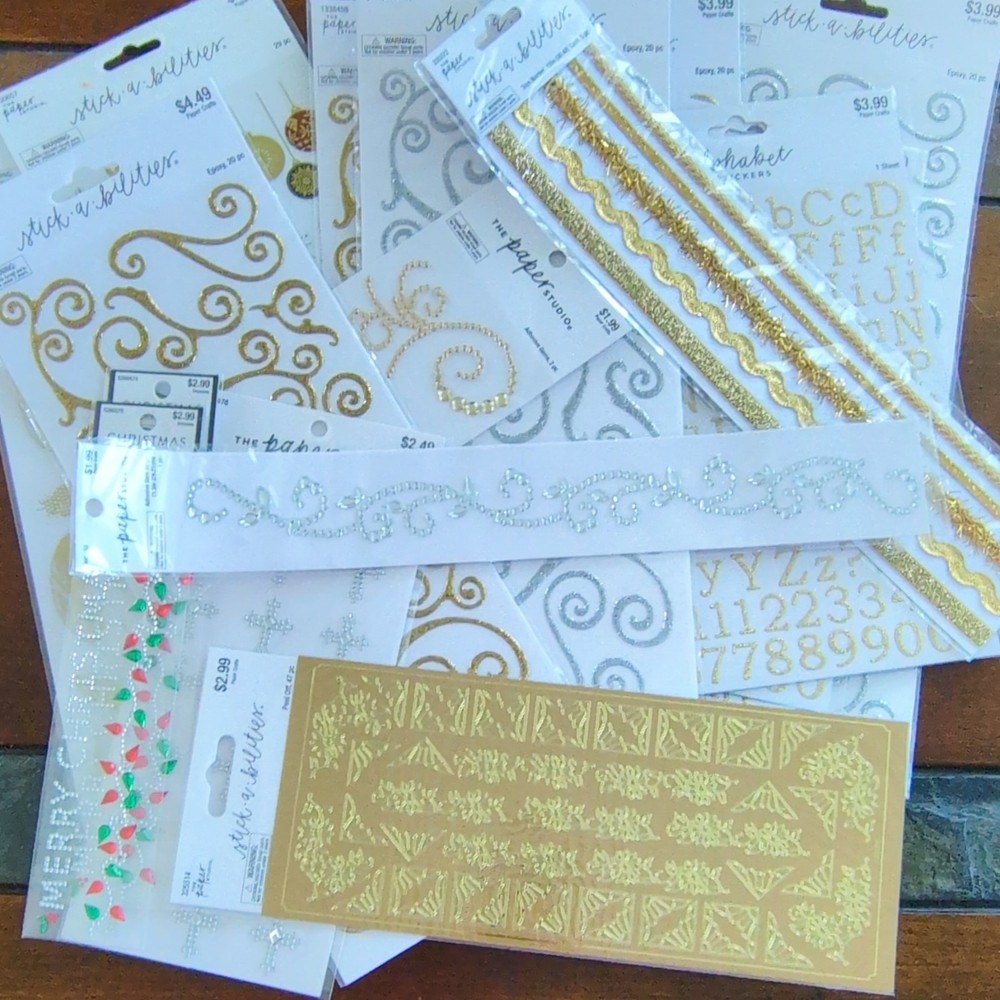 The Paper Studio Stick-a-Bilities All Bling Gold And Silver Decorative Stickers