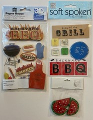Large Lot Of BBQ Cookout Stickers, Clear Stamps, Charms! Jolee’s Boutique, MAMBI