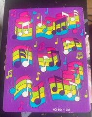 Vintage 3M Colorful Music Notes Sticker Sheet