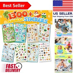 Vibrant 1300+ Animal Stickers with 8 Sheets for Kids – Fun Learning & Crafting