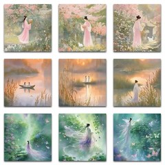 59PCs Beautiful Asian Women Stickers. Chinese Style Ancient Girls-Waterproof