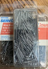3 Packages Wire Brads, Bright, 7/8-In. x 18, 2-oz. Servistar
