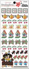 Mary Engelbreit Stickers 2 Sheets Whimsical Arm Chair Tea Pot Cups Cherries Dogs
