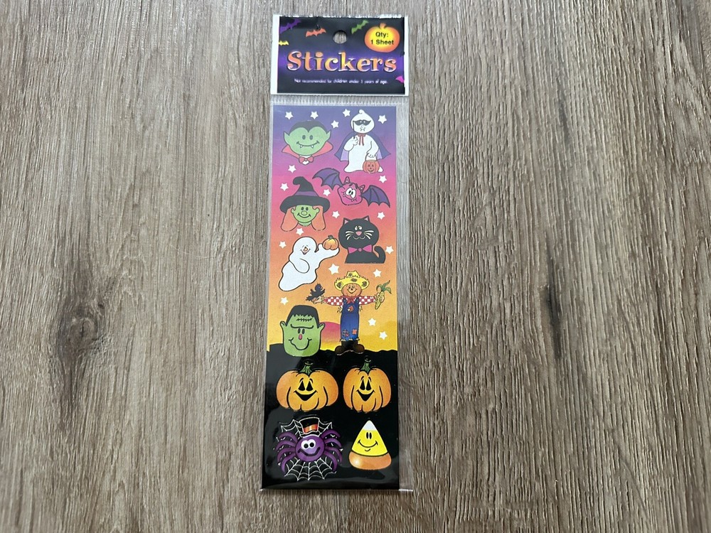 Vintage Y2K Halloween Sticker Sheet New Ghost Frankenstein Pumpkin