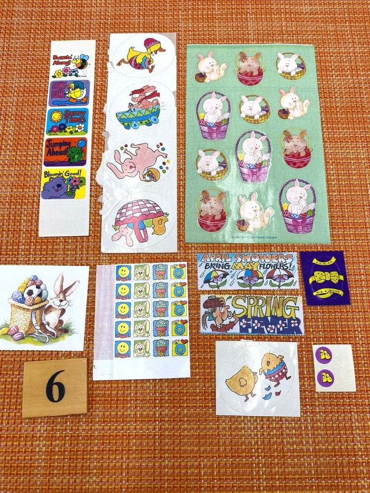 VINTAGE EASTER STICKER LOT BUNNY DUCK EGGS BASKET CHICKS MIX OF BRANDS