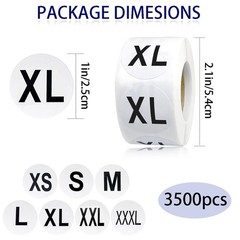 3500 Pcs Clothing Size Stickers, 1 Inch Round Self Adhesive, 7 Sizes XS-S-XXX…