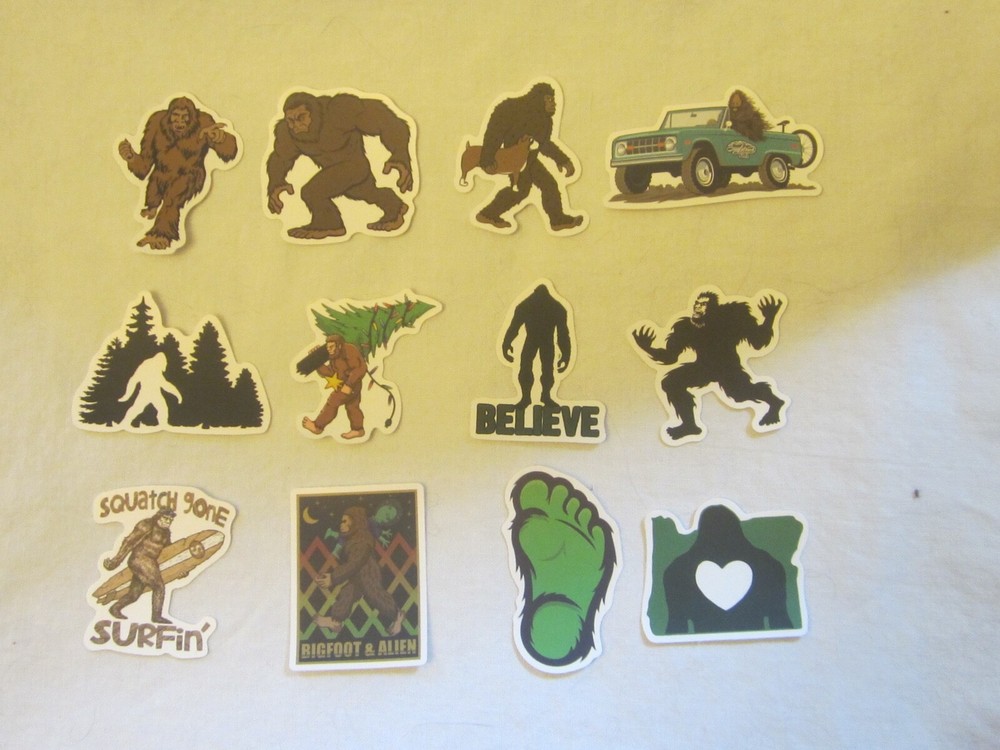 Big Foot Sasquatch Sticker Lot of 12 Pieces