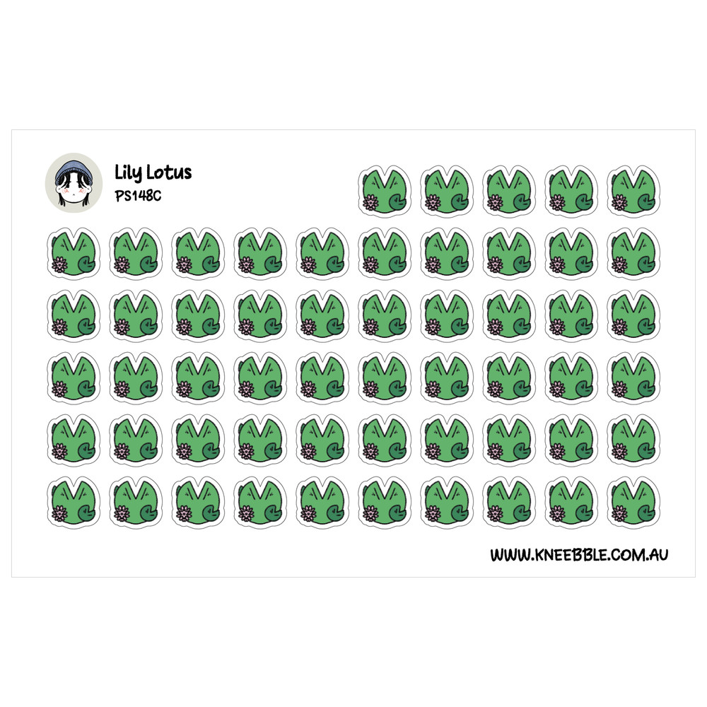 Lotus Flower Stickers – Nature Planner Stickers with Lily Pad & Greenery Accents