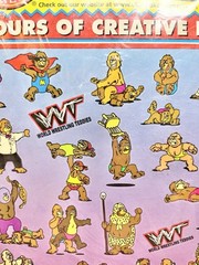 Vintage 80s Kids Stickers World Wrestling Teddies Okee Dokee Activity Pack Read