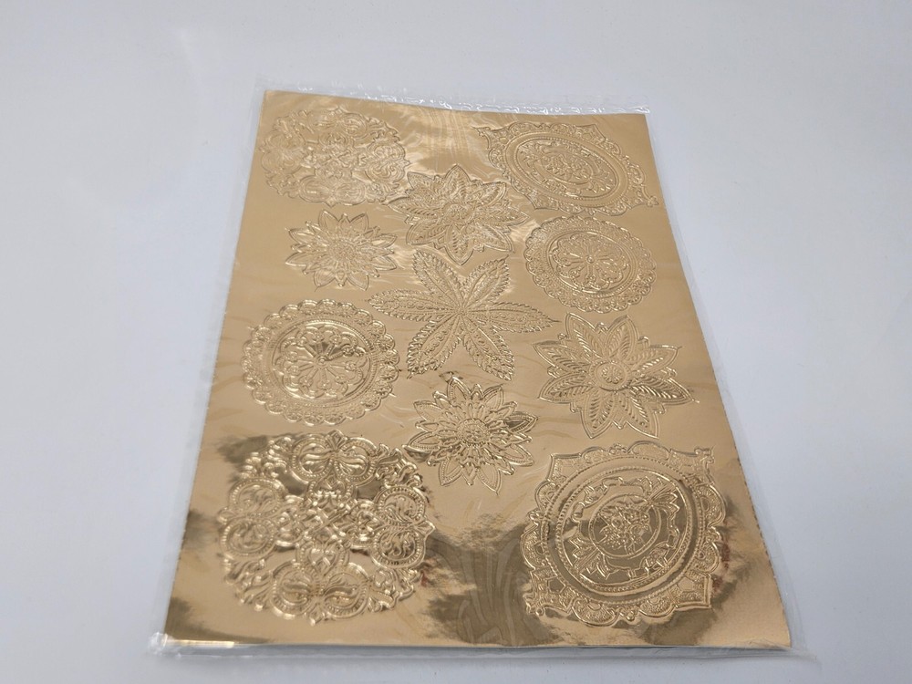 33 pcs Vintage Gold Foil Medallions Embossed Stickers Made in Japan Paper Crafts